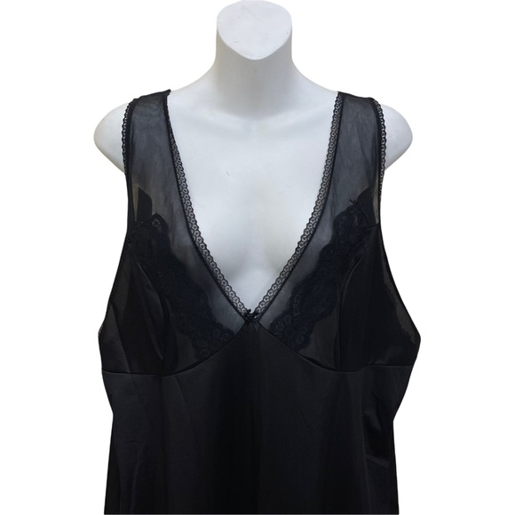 VINTAGE 90's VANDIORA BLACK FULL SLIP V-NECKLINE SHEER LACE STYLE 1327 - Picture 5 of 13